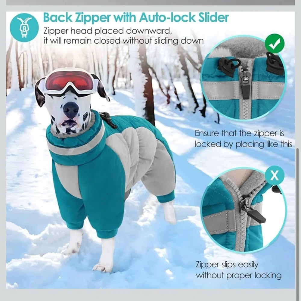 AOFITEE Fullbody Dog Coat Warm Fleece, Windproof with Harness Built in S /515-5